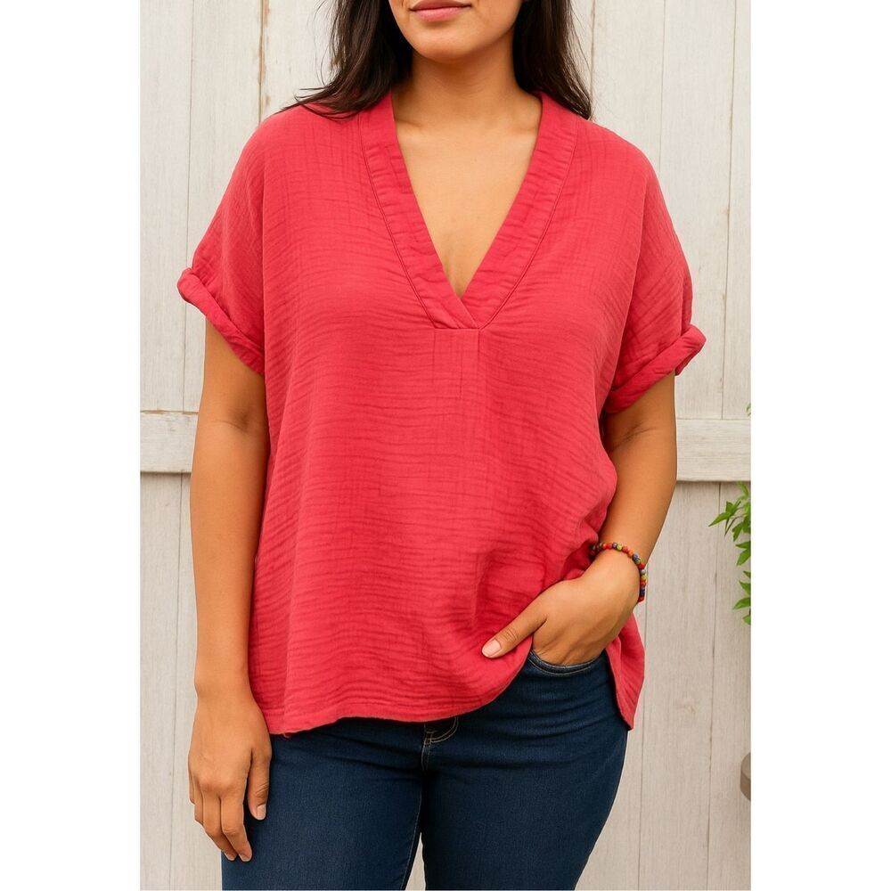 Xirena boho oversized lagenlook top short sleeves size XS